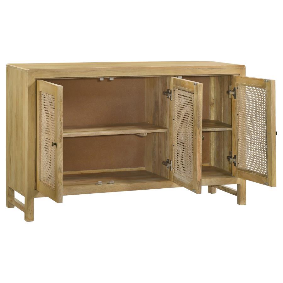 Amaryllis - 3 Woven Cane Doors Accent Cabinet - Light Brown
