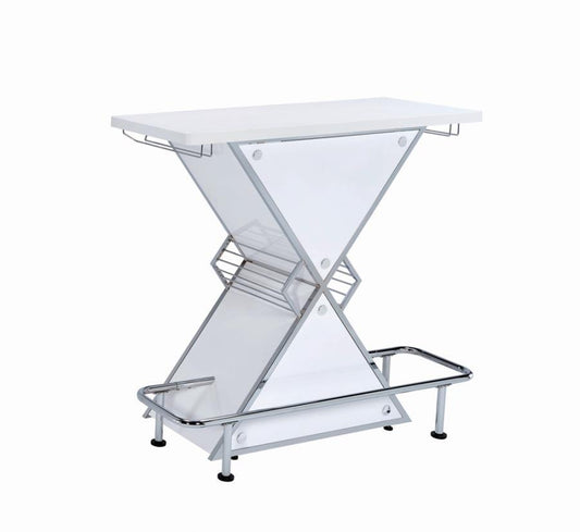 Atoka - X-Shaped Bar Unit With Wine Bottle Storage - White
