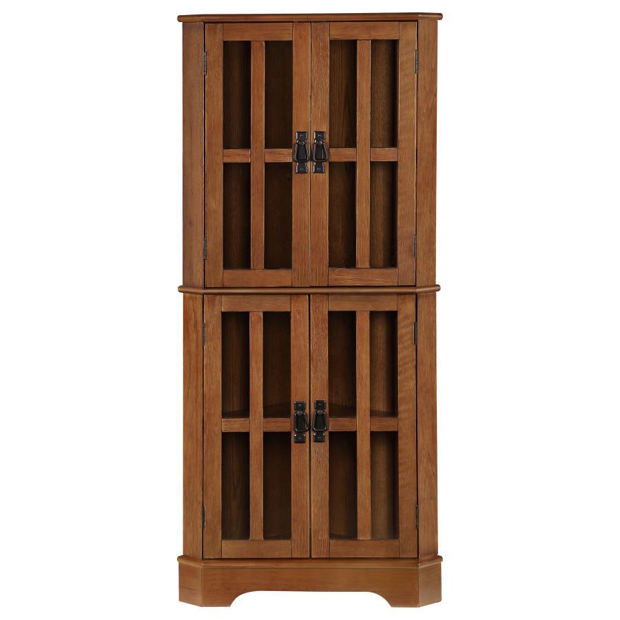 Coreosis - 4-Shelf Corner Curio Cabinet - Brown