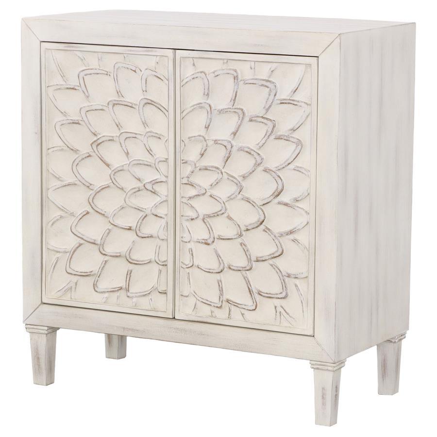 Clarkia - Accent Cabinet With Floral Carved Door - Beige
