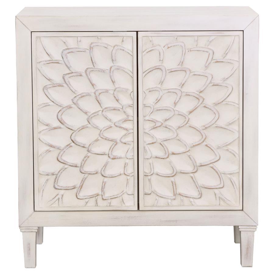 Clarkia - Accent Cabinet With Floral Carved Door - Beige