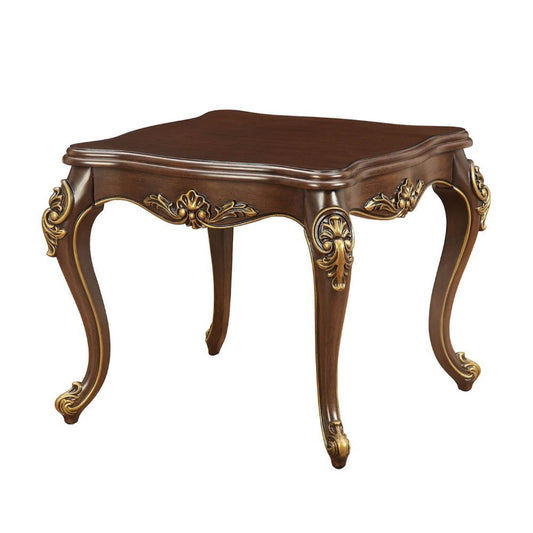 Ameena - End Table - Espresso (Gold Brush)