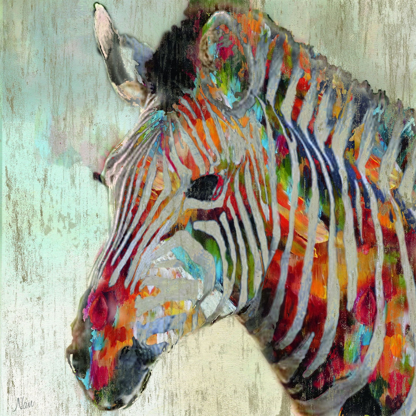 Framed Small - Paint Splash Zebra By Nan