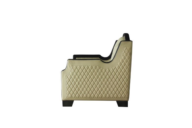House - Beatrice Chair - Beige PU, Black PU & Charcoal Finish