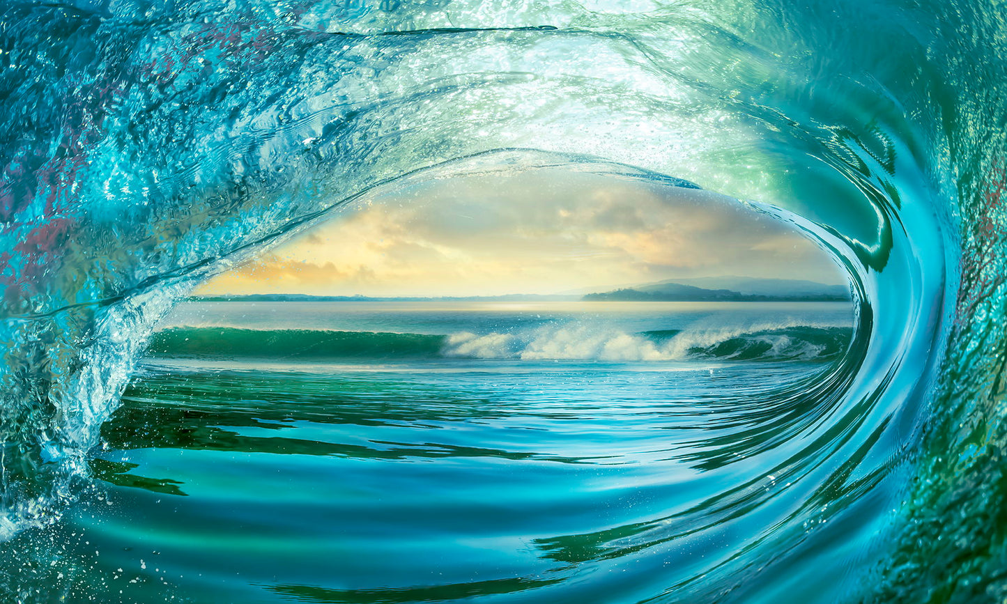Framed Small - Big Wave By Mike Calascibetta