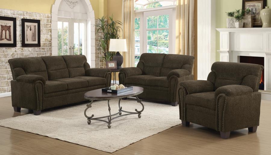 Clemintine - Upholstered Loveseat with Nailhead Trim