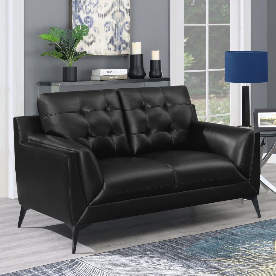 Moira - Stationary Loveseat - Black