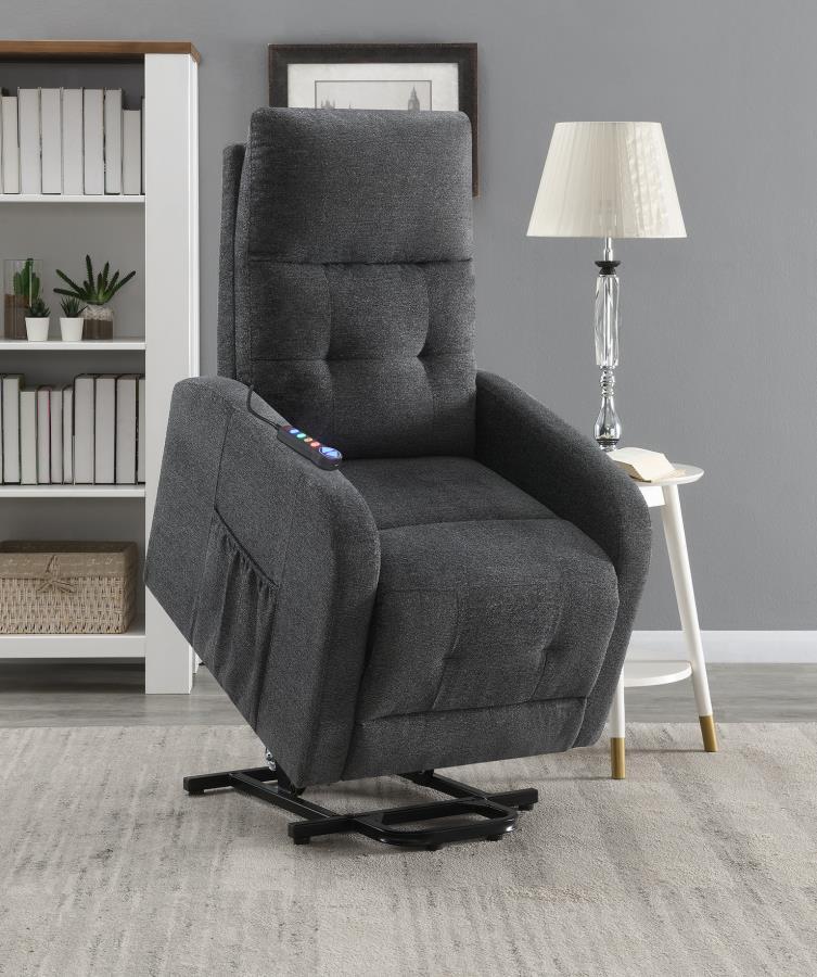 Howie - Tufted Upholstered Power Lift Recliner - Gray