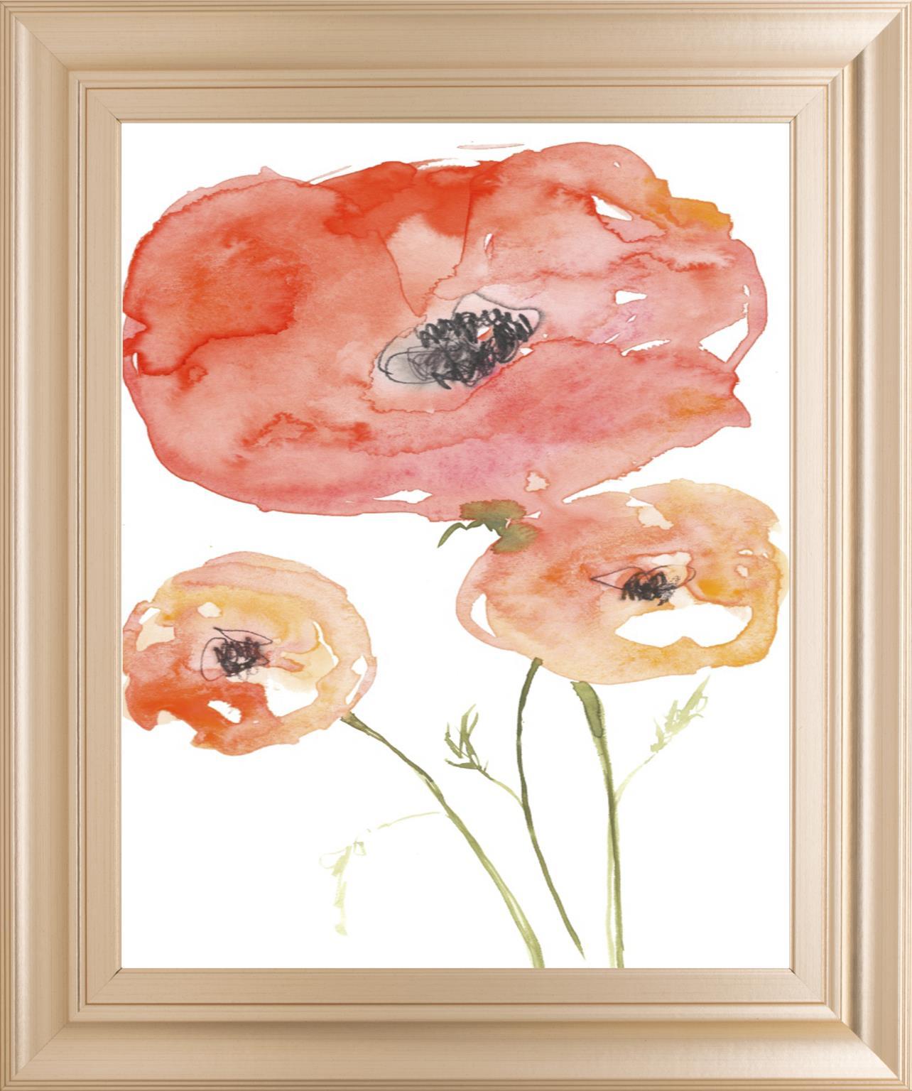 Neon Poppies II By Jennifer Goldberger 22x26 - Red