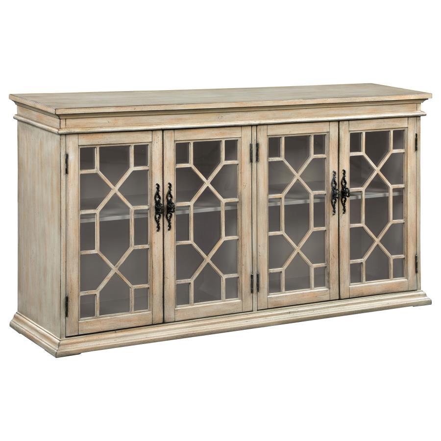 Kiara - Glass Door Accent Cabinet - Beige