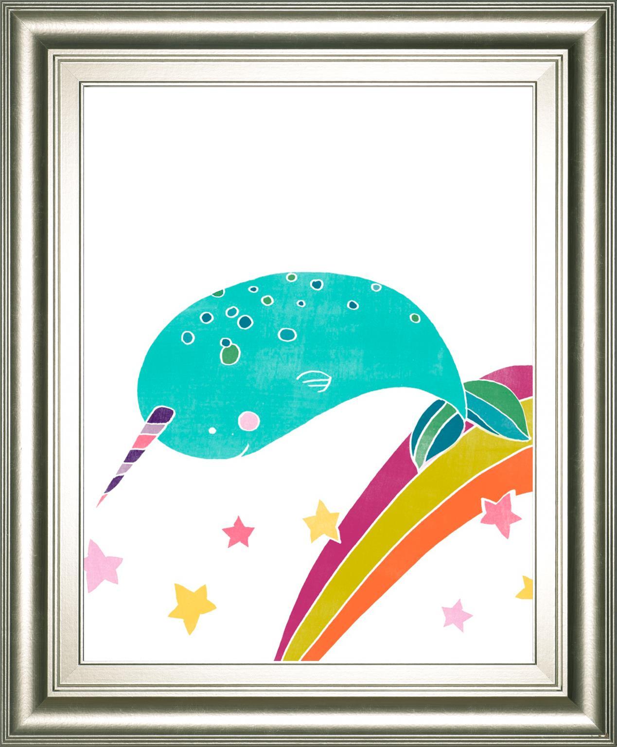 Happy Narwals II By June Erica Vess 22x26 - Light Blue