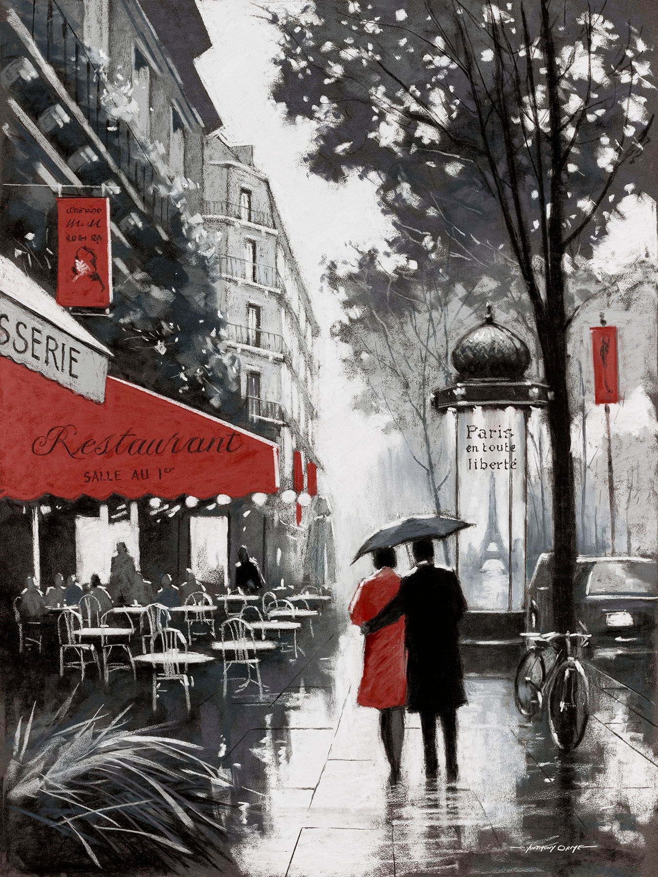 Framed Small - Rainy Paris II By A. Orme