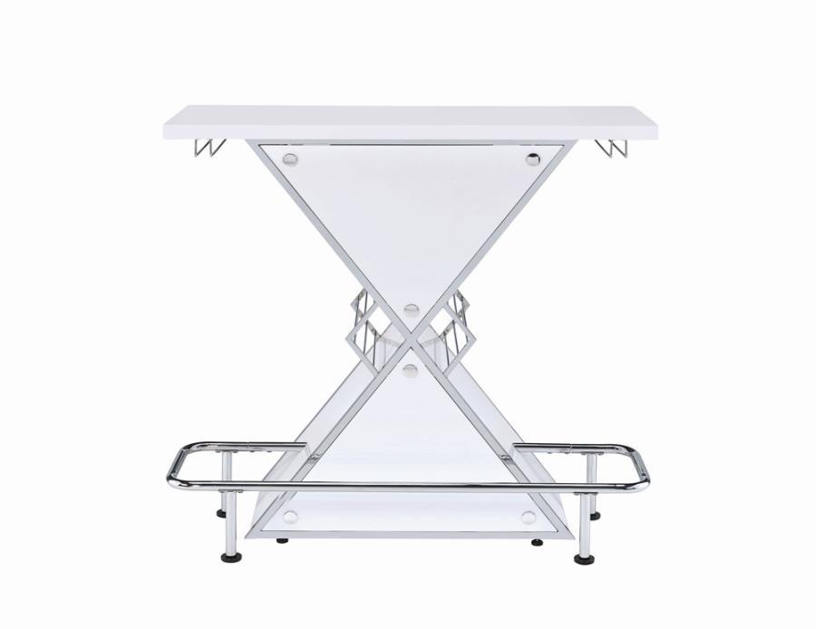 Atoka - X-Shaped Bar Unit With Wine Bottle Storage - White