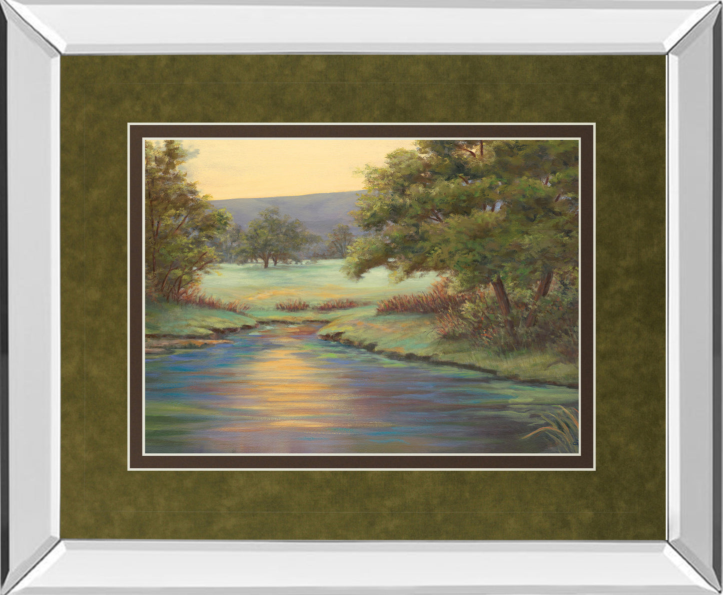 Emerald Meadow Il By Linda Wacaster - Mirror Framed Print Wall Art - Green