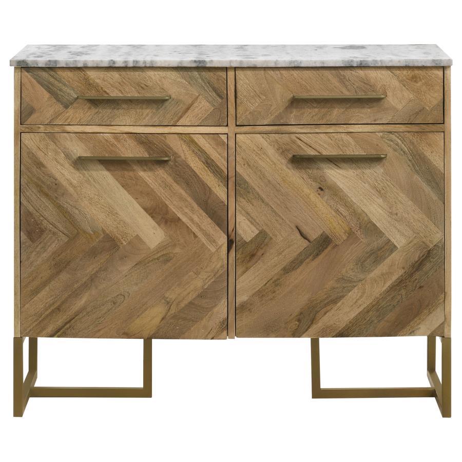 Keaton - 2-door Accent Cabinet With Geometric Patterrn - Light Brown
