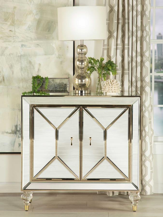 Lupin - Accent Mirrored Cabinet - White
