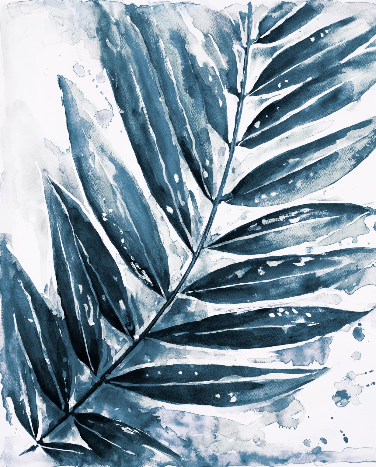 Framed - Blue Jungle Leaf I By Patricia Pinto