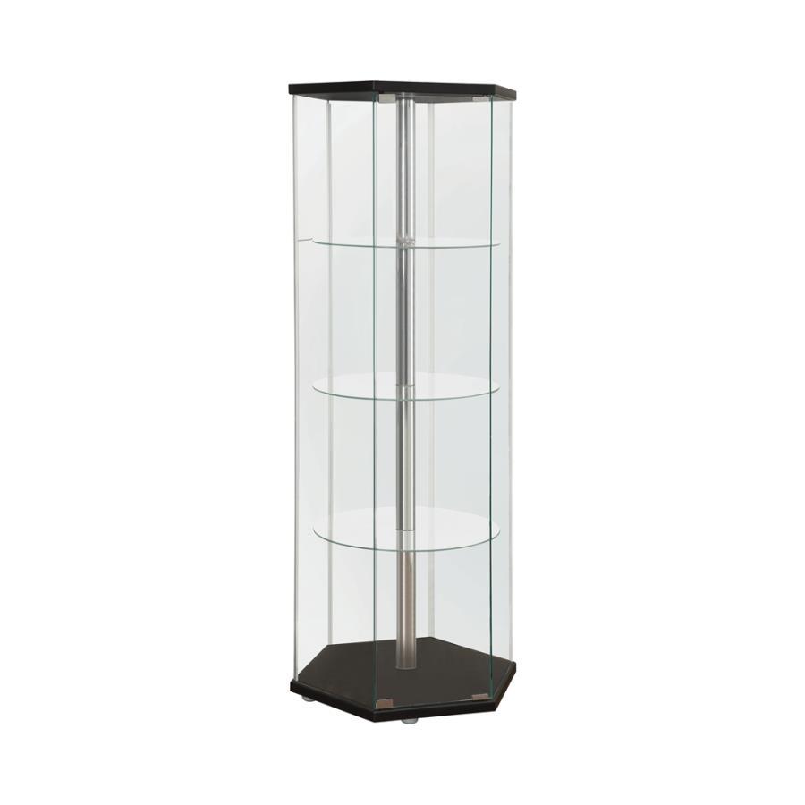 Coaster - 4-shelf Hexagon Shaped Curio Cabinet