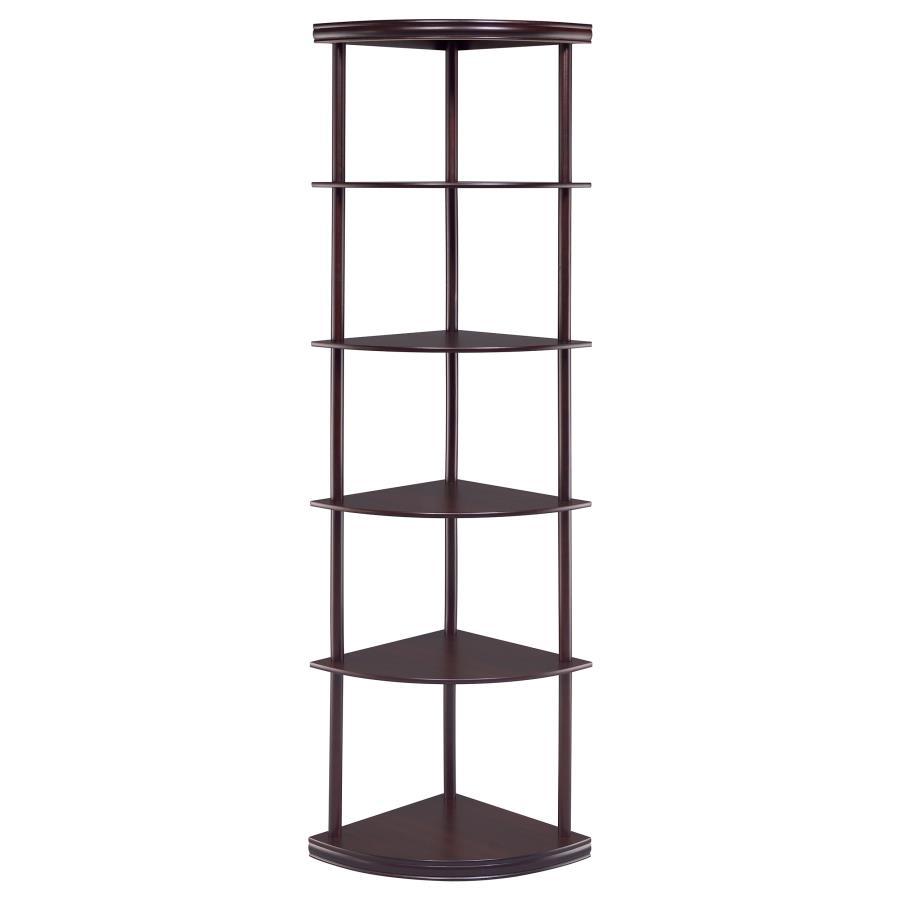 Bonwick - 5-Shelf Corner BookShelf - Brown