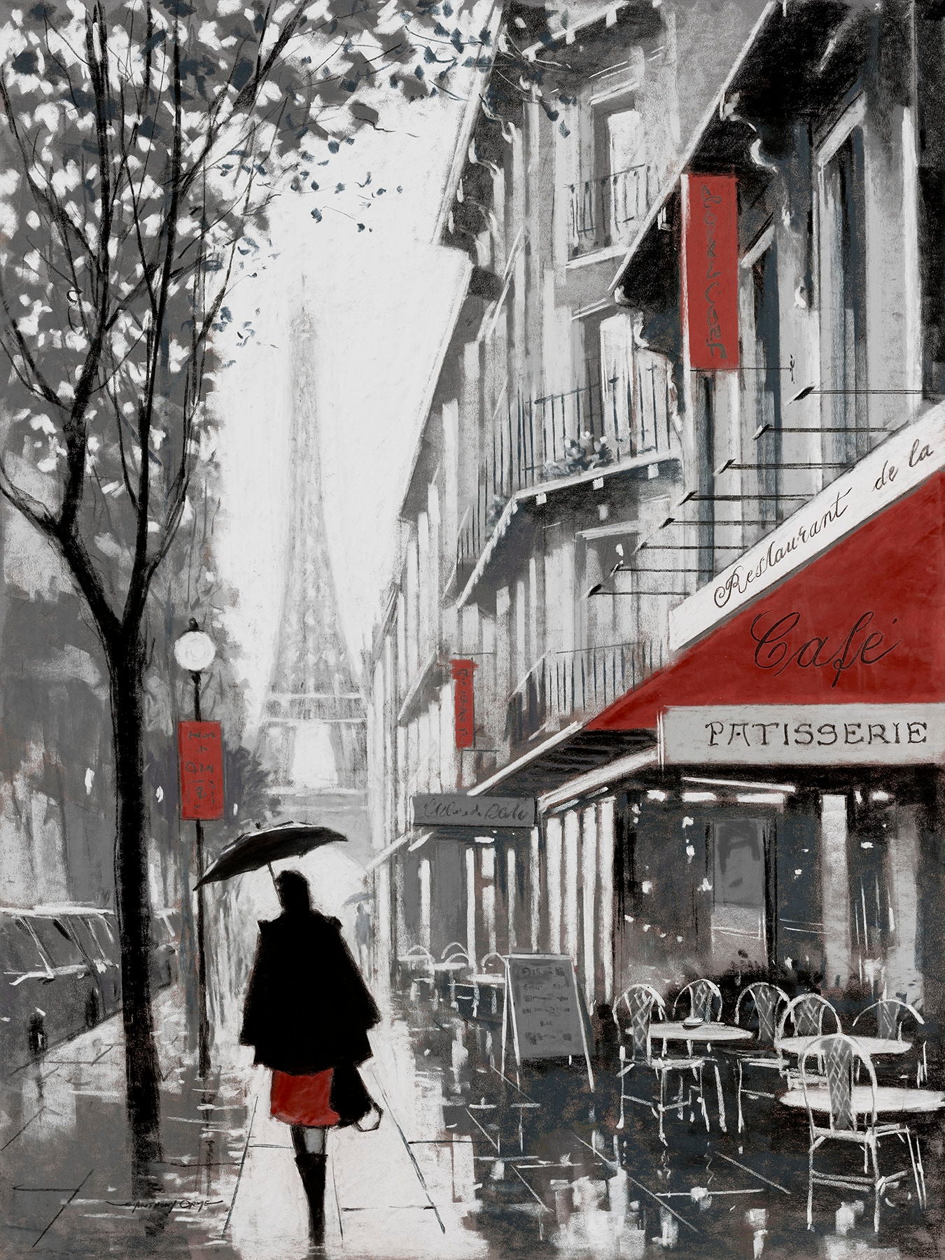 Framed Small - Rainy Paris I By A. Orme