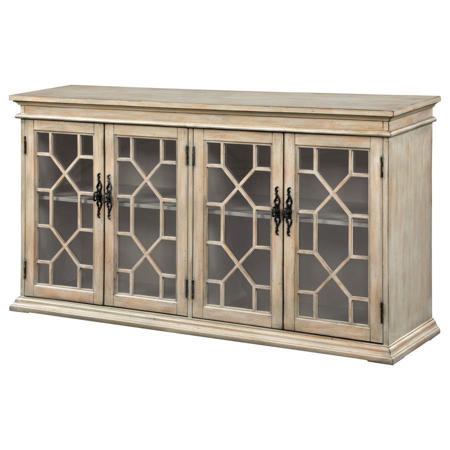 Kiara - Glass Door Accent Cabinet - Beige