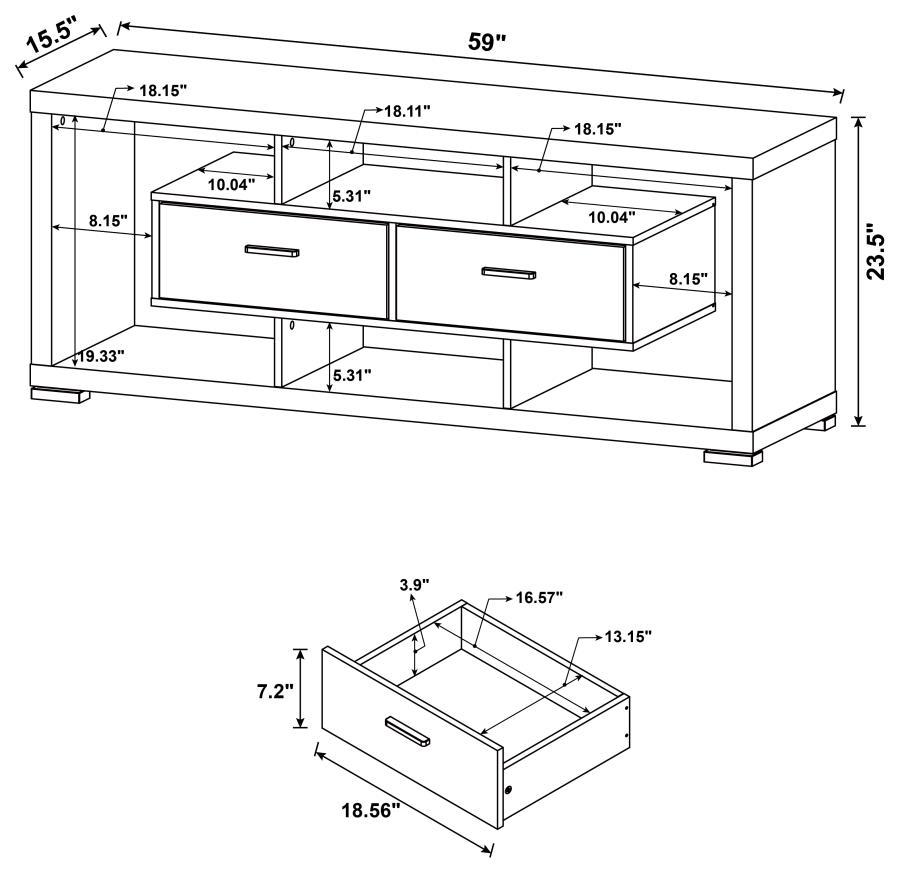 Coaster - Geometrical 2-drawer Rectangular TV Console