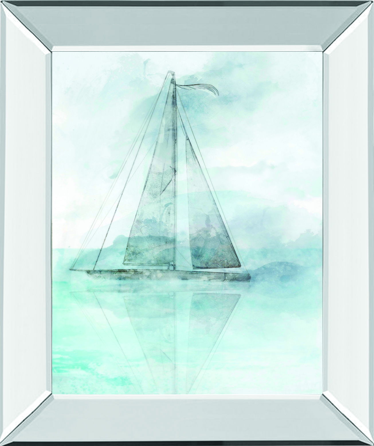 Sailing Boat II By Ken Roko - Mirror Framed Print Wall Art