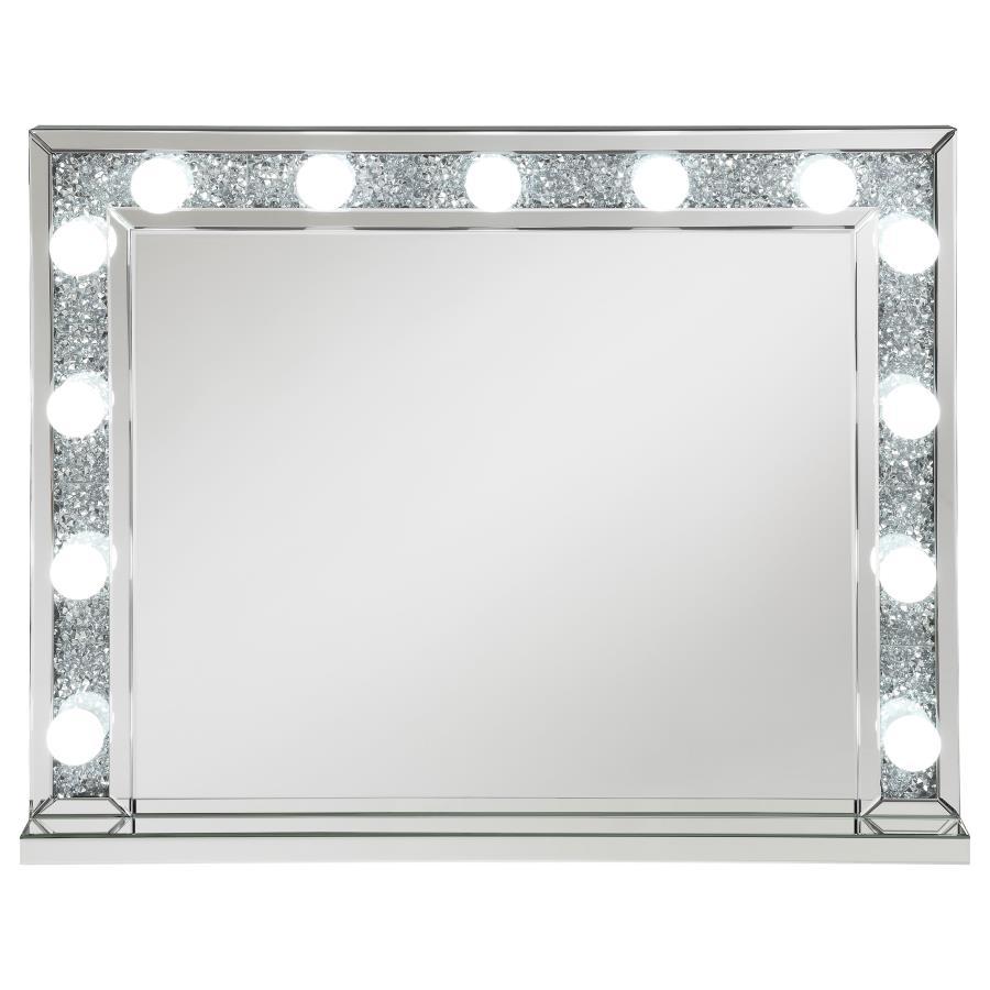 Wilmer - Rectangular Table Mirror With Lighting - Pearl Silver