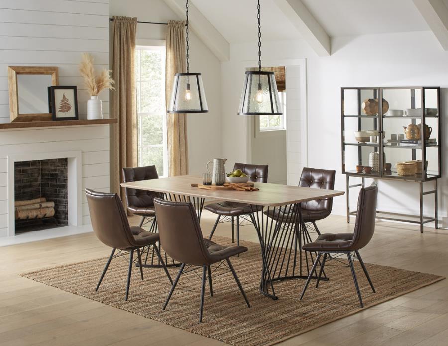 Altus - Swirl Base Dining Table - Light Brown