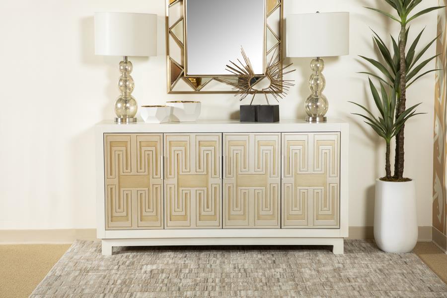 Voula - Rectangular 4-door Accent Cabinet - Beige