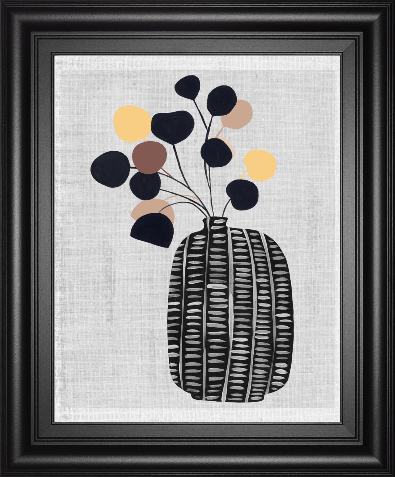 Decorated Vase with Plant III By Melissa Wang 22x26 - Black