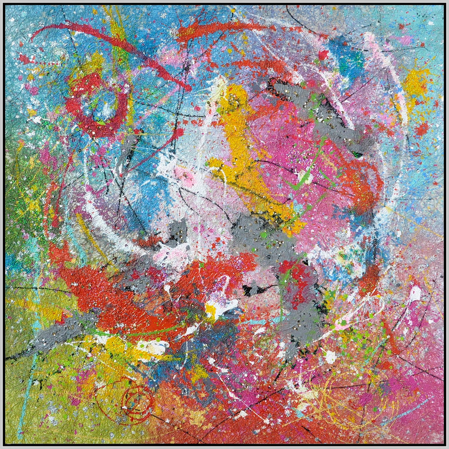 Hand Painted Textured Canvas In Frame