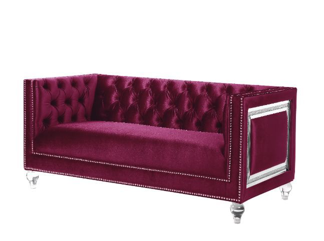 Heibero - Loveseat - Burgundy Velvet - 31"