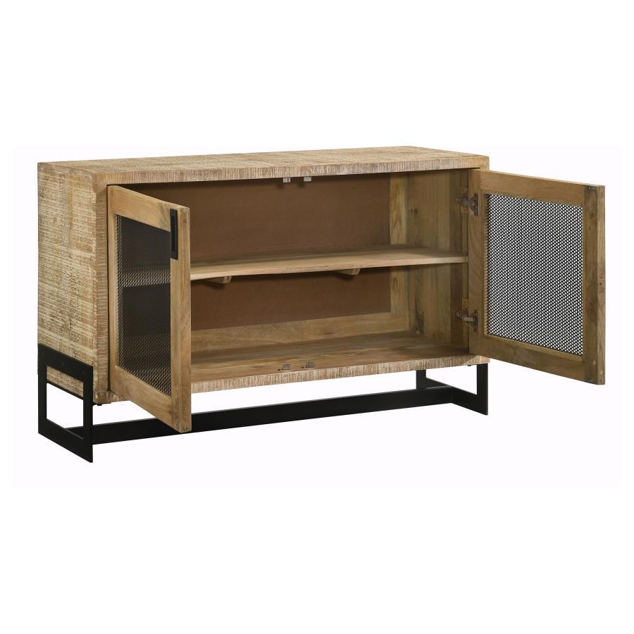 April - Accent Cabinet With Mesh Panels - Light Brown