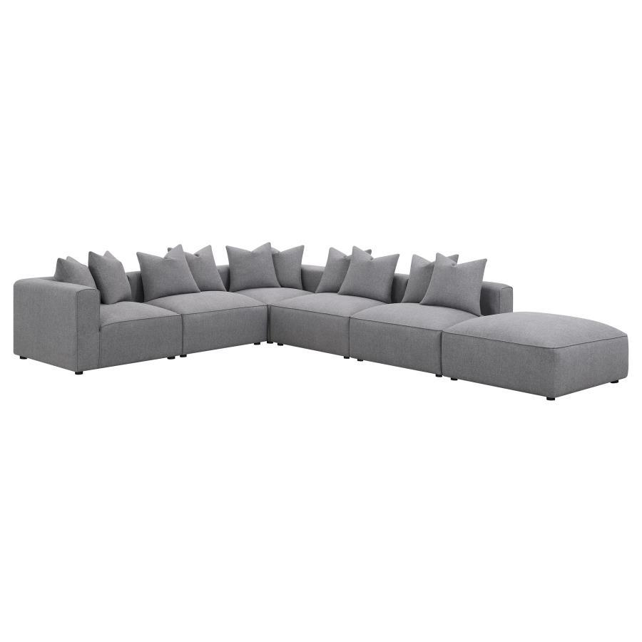 Jennifer 6-Piece Upholstered Modular Sectional Grey