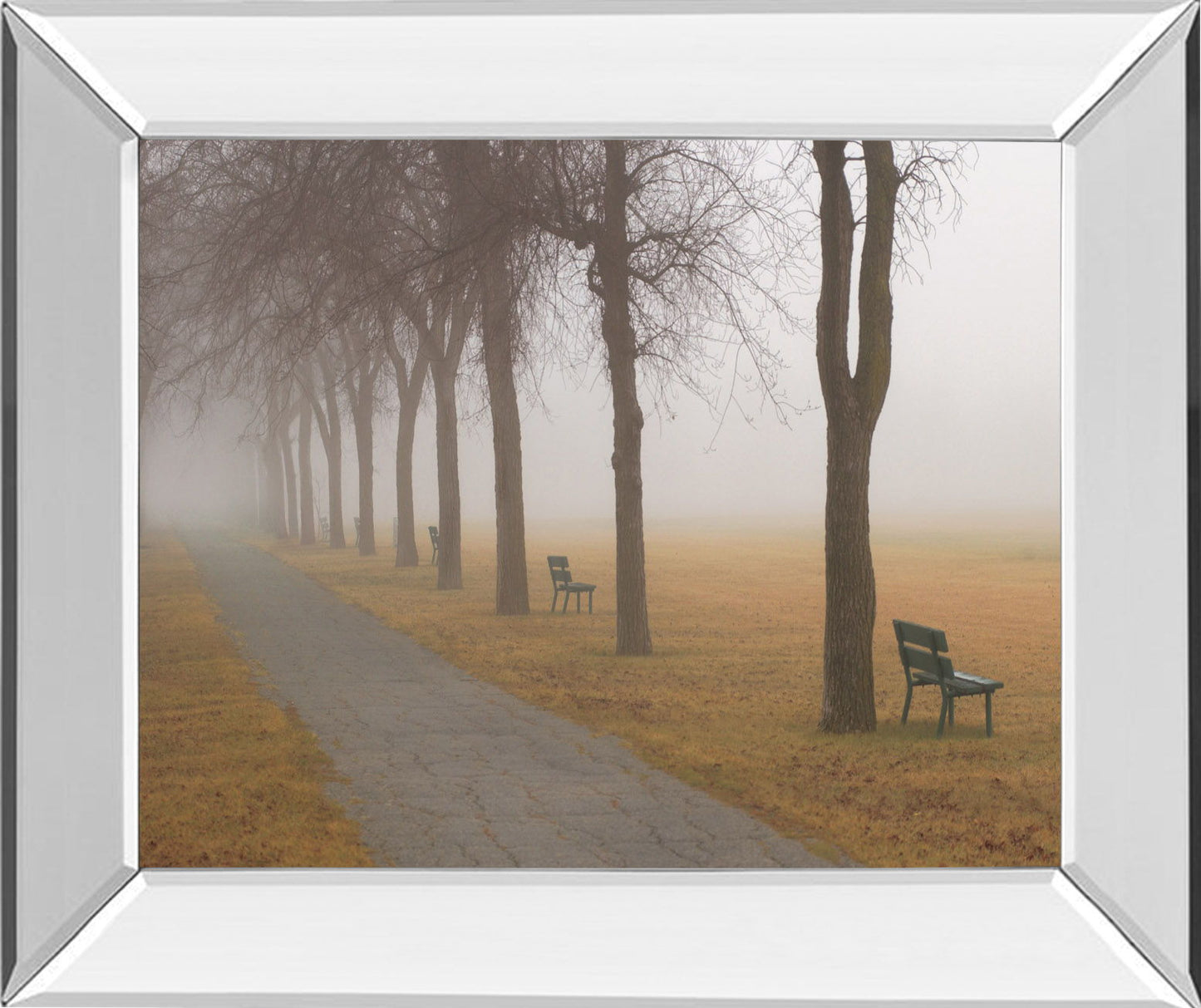 Foggy Day By Keith Levit - Mirror Framed Print Wall Art - Beige