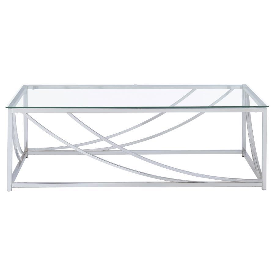 Lille - Glass Top Rectangular Coffee Table - Pearl Silver
