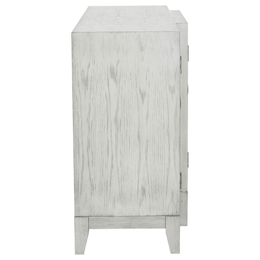Mckellen - 4-door With Lattice overlay Accent Cabinet - Pearl Silver