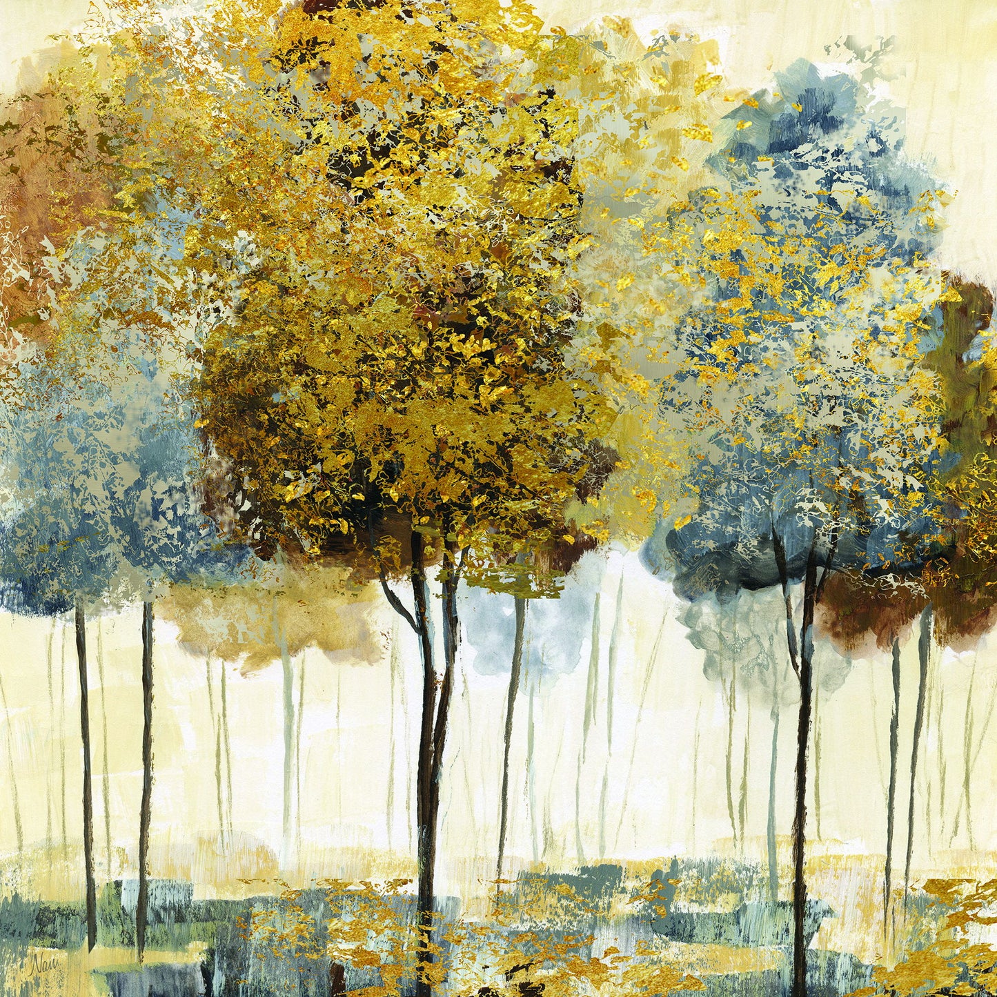 Framed Small - Metallic Forest I By Nan