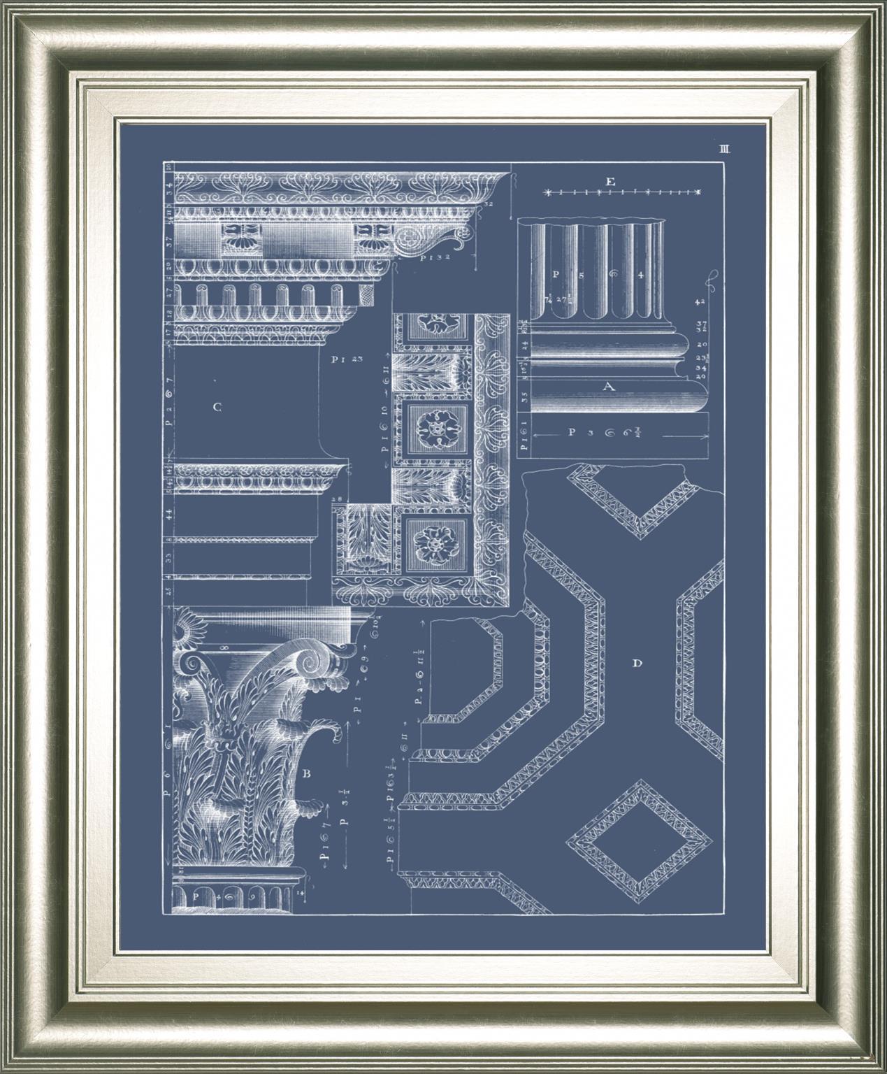 Column & Cornice Blueprint IV By Vision Studio 22x26 - Blue