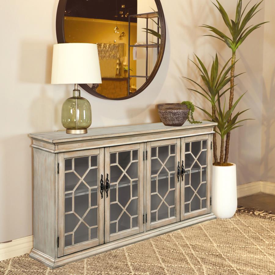 Kiara - Glass Door Accent Cabinet - Beige