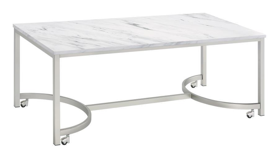 Leona - Coffee Table With Casters - White