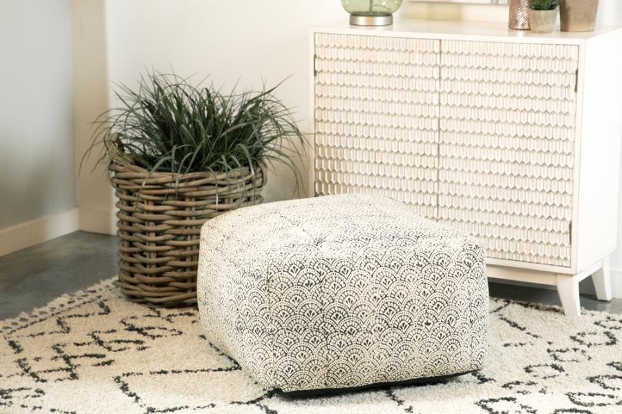 Landry - Square Upholstered Floor Pouf - White