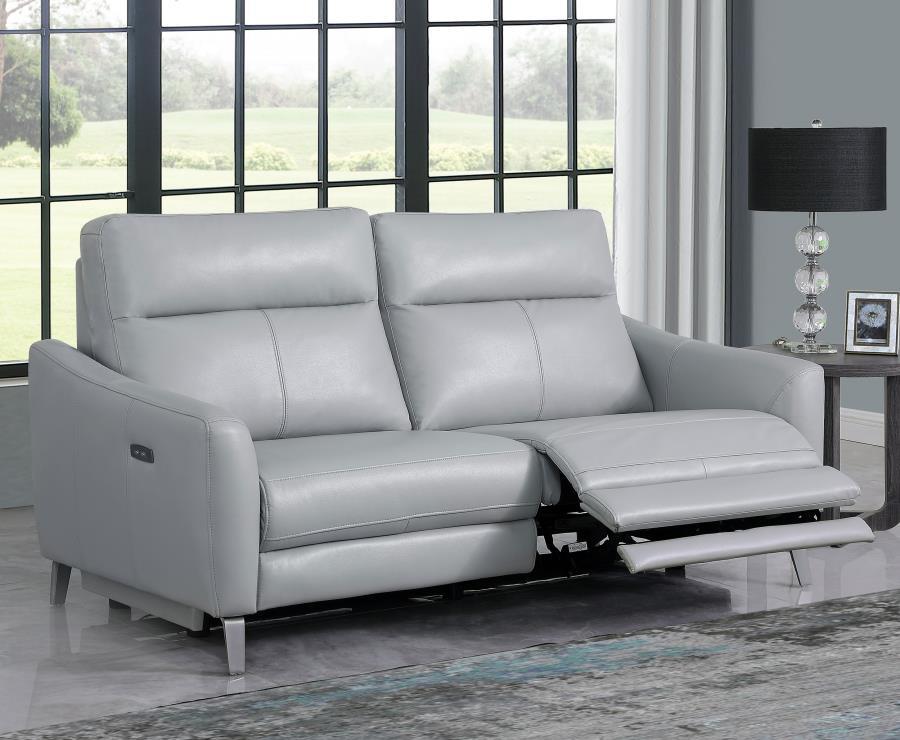 Derek - Power Sofa - Pearl Silver