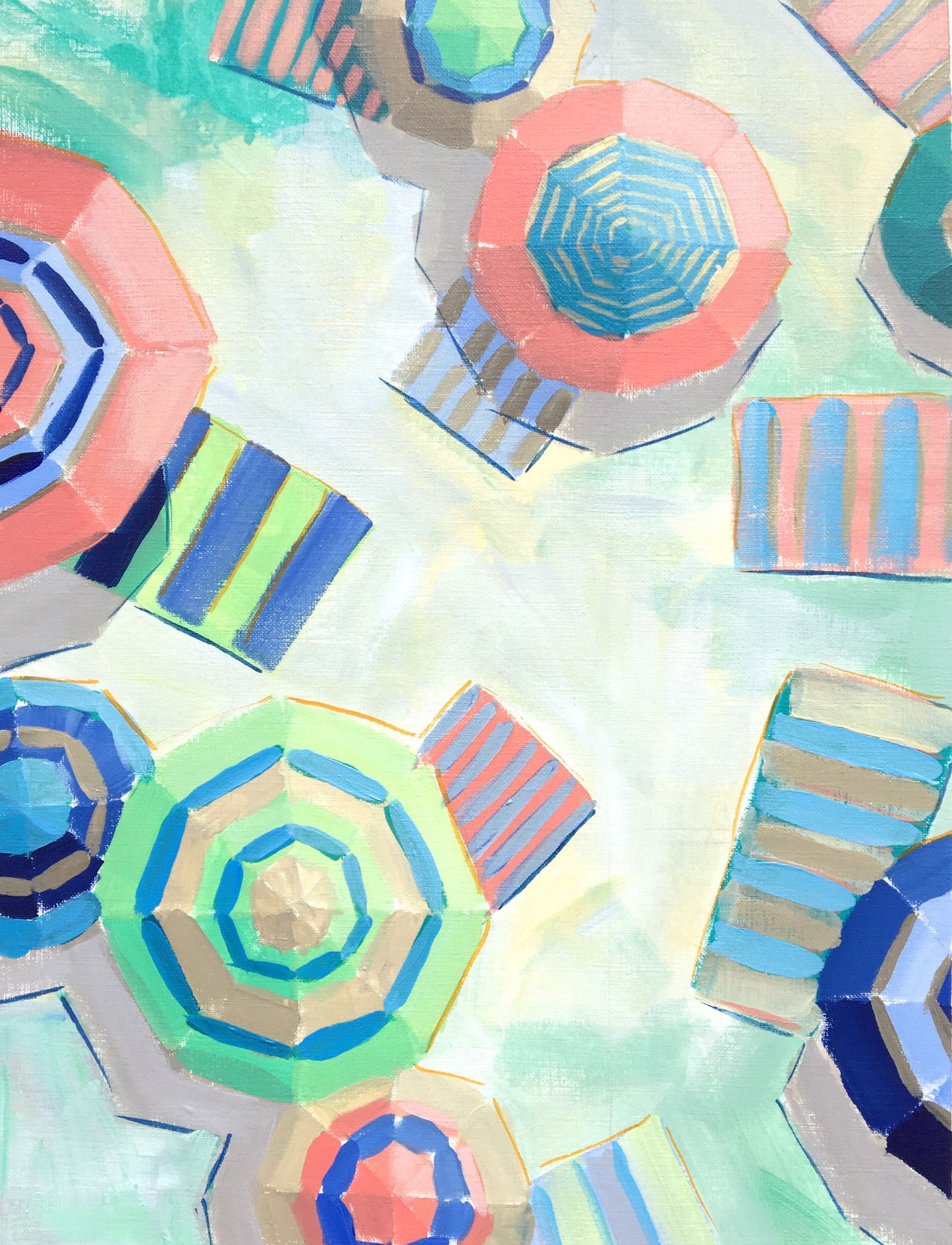 Resting Beach Umbrellas III By Shelby Dillon - Blue