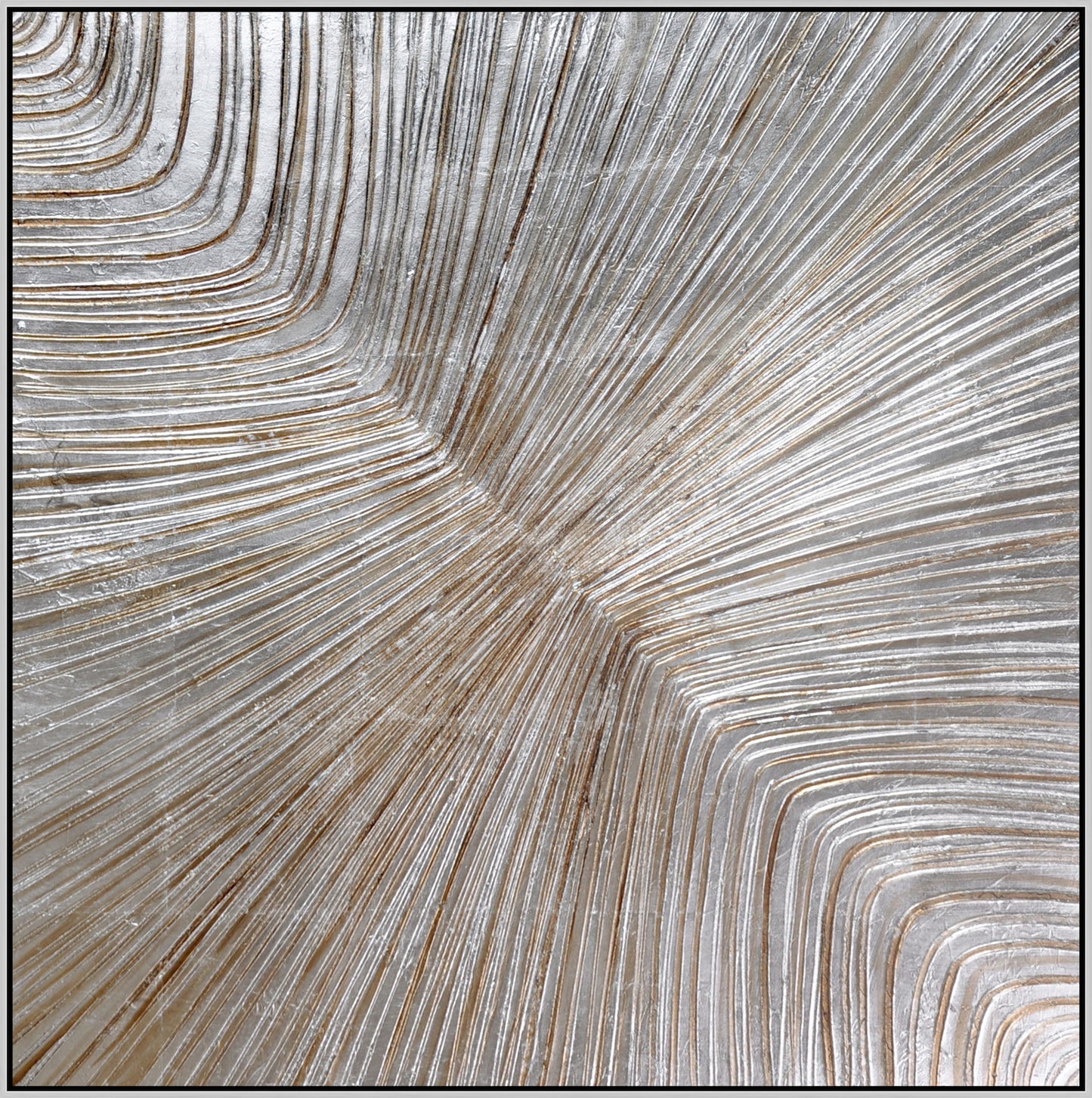 Hand Painted Textured Canvas With Foil In Frame Lines 32 x 32