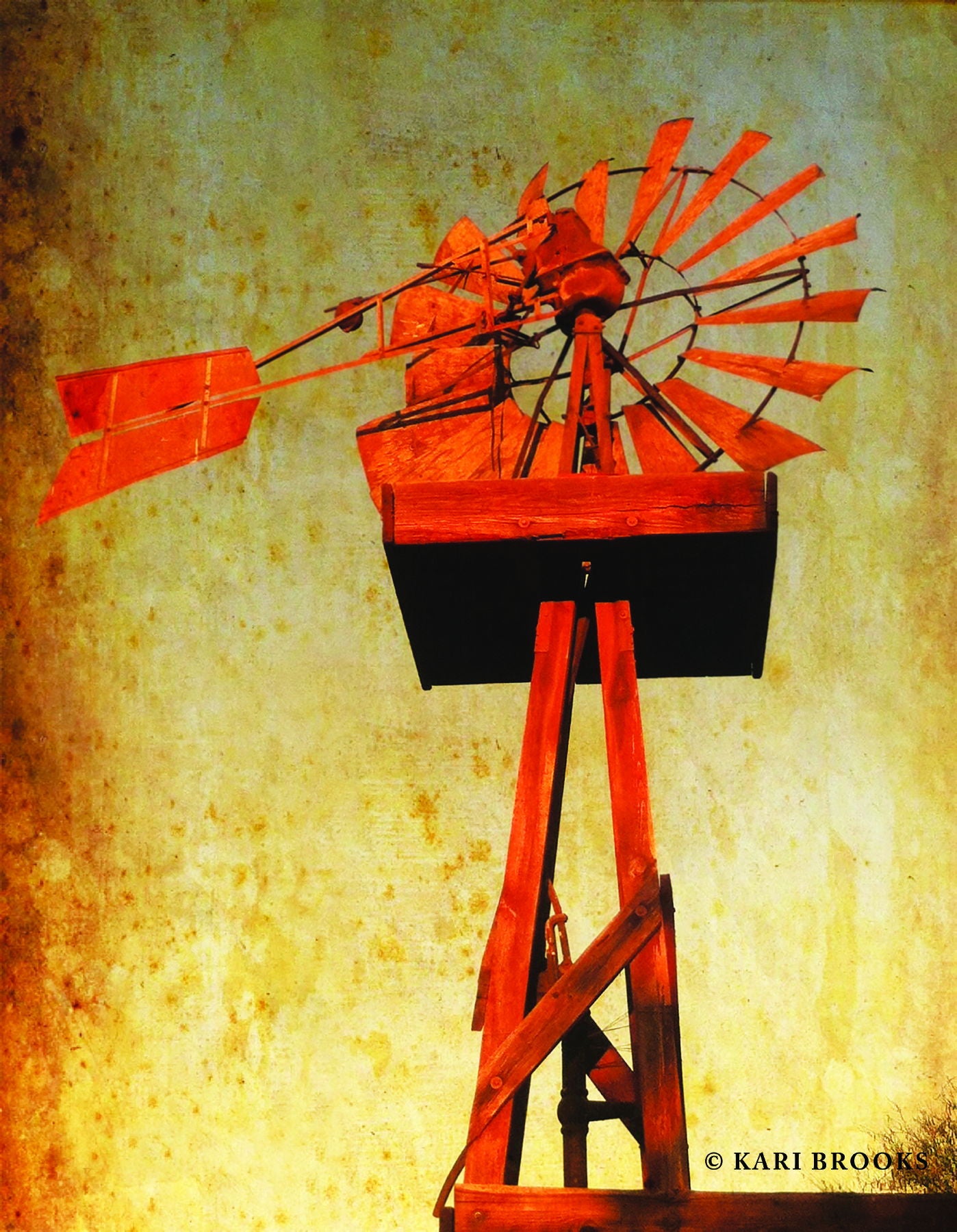 Framed Small - Chip's Windmill By Kari Brooks