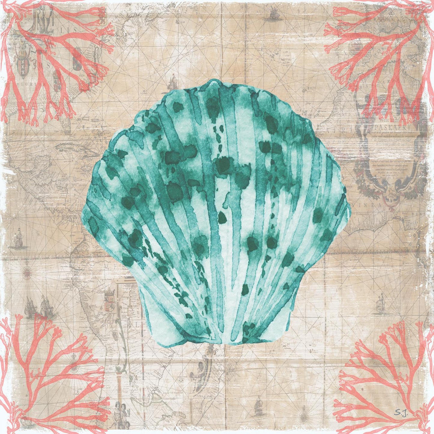 Framed - Coral Cove I By Susan Jill