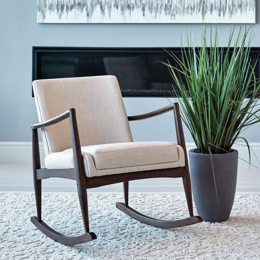 Sebastian - Solid Back Upholstered Rocking Chair - Beige