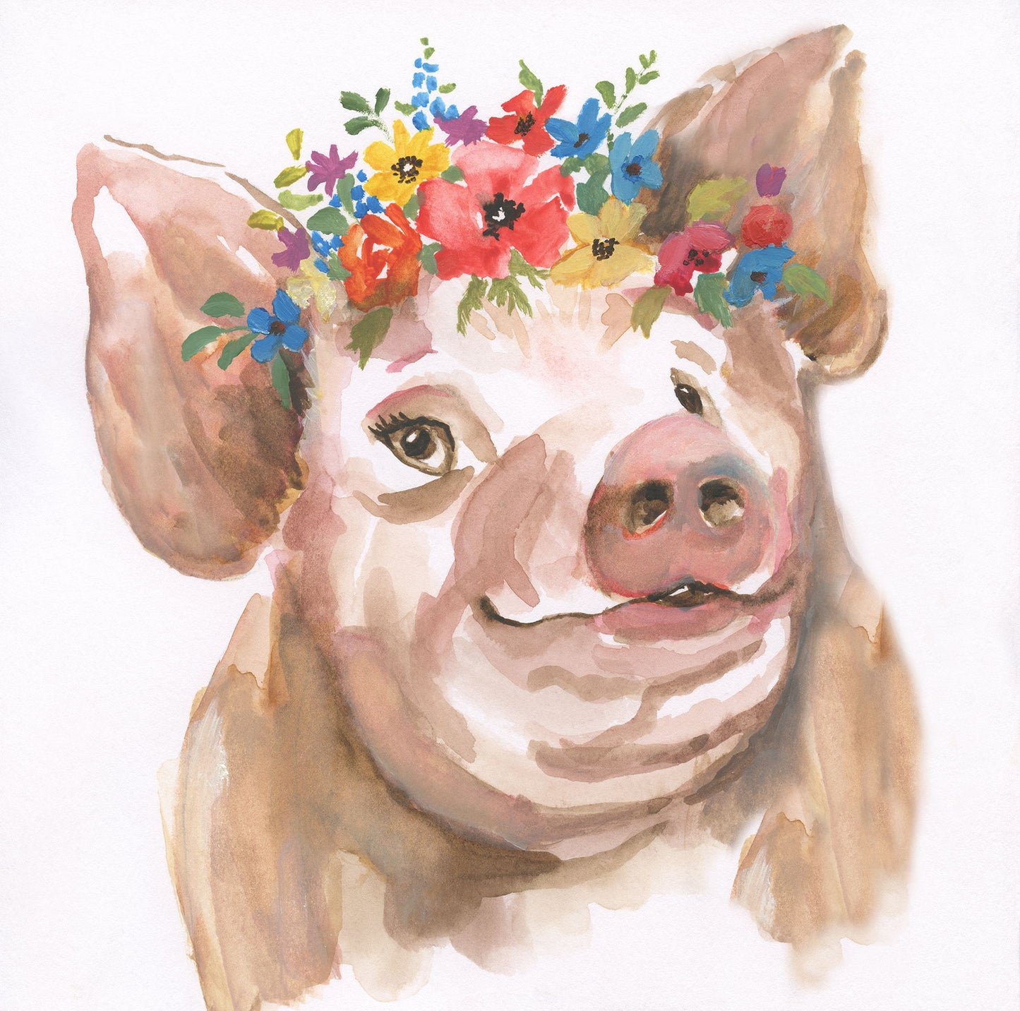 Gallery Wrapped Giclee On Canvas Pretty Pig 24 X 24